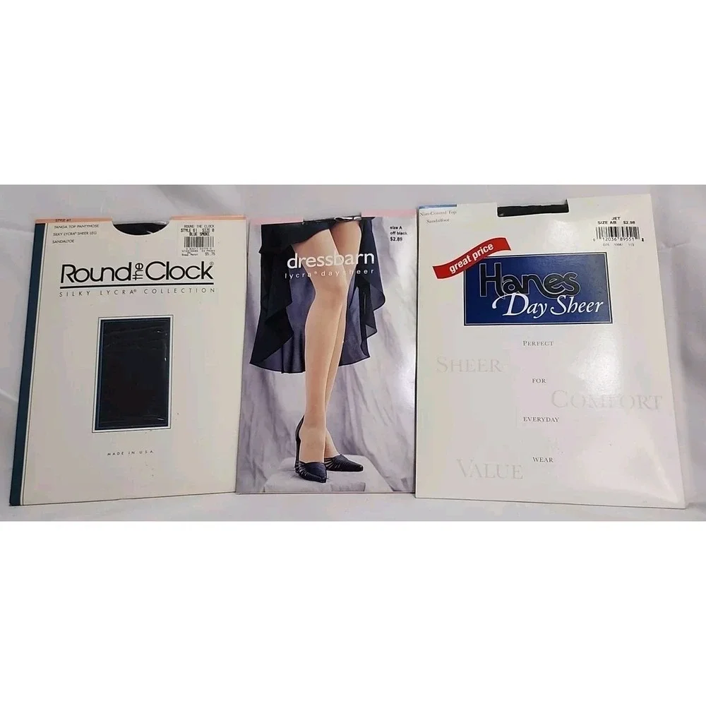 Round The Clock, Dressbarn, Hanes Pantyhose Size A, AB,‎ B -New Sealed Lot Of 3